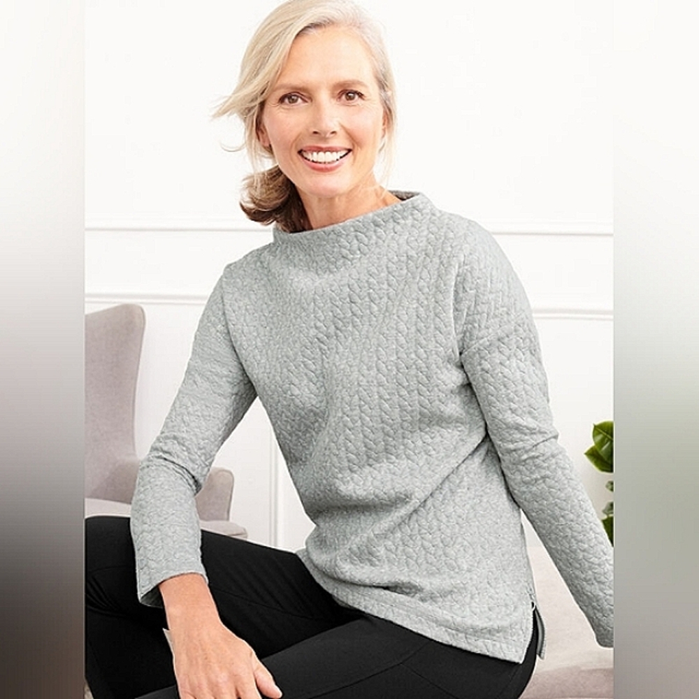 TALBOTS Quilted Jacquard Pullover - Lurex XLp - Picture 1 of 13